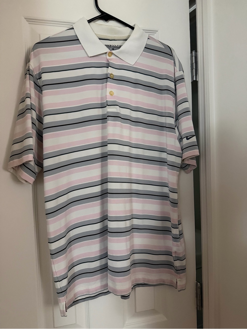 Nike Men's Pink, Gray & White Striped Polo